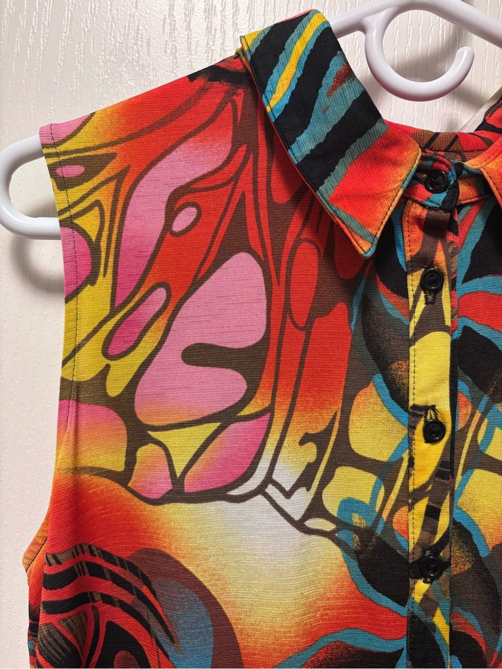Frank Lyman Sleeveless collared button down Blouse multicoloured size 14 - Picture 4 of 8